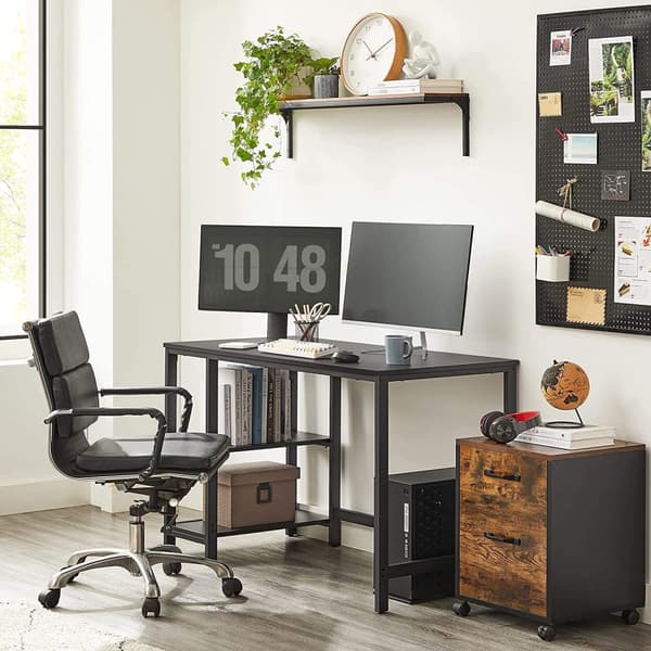 Rootz Skrivbord - Datorbord - Kontorsbord - Förvaringsutrymme - Industriellt - Bearbetat trä - Stål - Svart - 120 x 60 x 75 cm