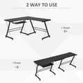 Miniatyrbild 8 av 10: Rootz Desk - Office Desk - Gaming Desk - L Shape Desk - Black - 210 x 50 x 73.5 cm