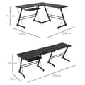 Miniatyrbild 9 av 10: Rootz Desk - Office Desk - Gaming Desk - L Shape Desk - Black - 210 x 50 x 73.5 cm