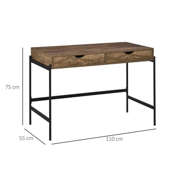 Rootz-tietokonepöytä - Teollisuustyylinen työpöytä - Toimistopöytä ja laatikot - Koti - Toimisto - MDF Metalli - Ruskea/Musta - 110 x 55 x 75 cm