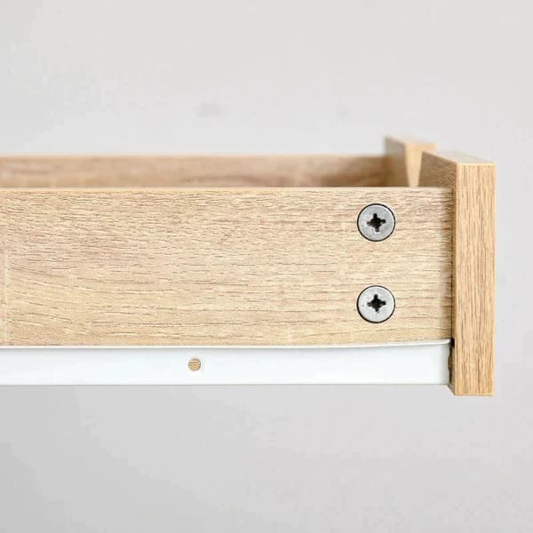 Rootz Desk - Työpöytä laatikolla ja hyllyllä - Suuri säilytystila - E1 lastulevy - Metallikehys - Luonnollinen - 80 x 50 x 100 cm