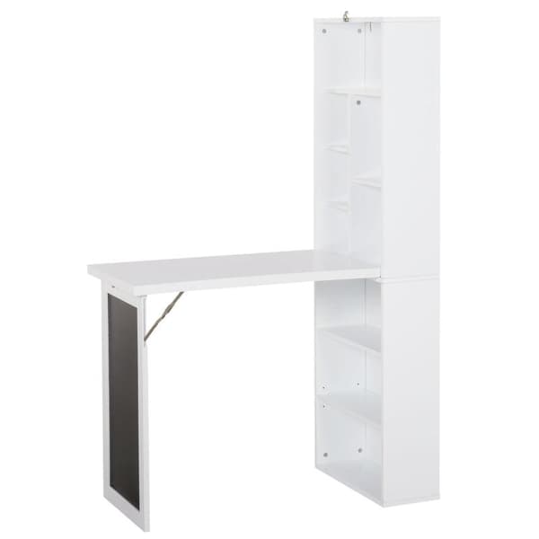Rootz Skrivebord - Bogreol - Computer Office Workstation - Kontorbord - Sammenklappeligt Spisebord Sammenklappeligt 6 Rum Bogreol - Metalstel - Hvid