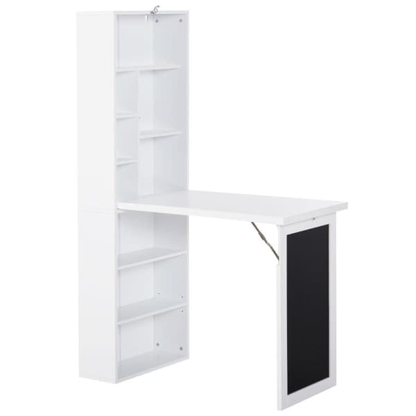 Rootz Skrivebord - Bogreol - Computer Office Workstation - Kontorbord - Sammenklappeligt Spisebord Sammenklappeligt 6 Rum Bogreol - Metalstel - Hvid