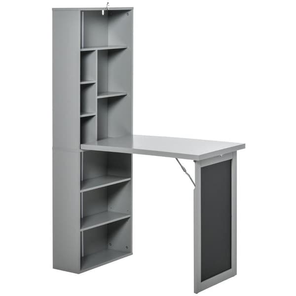 Rootz Skrivbord - Bokhylla - Dator Office Workstation - Kontorsbord - Fällbart matbord Fällbart 6 fack Bokhylla - Metallram - Mörkgrå - 98 x 51 x 153