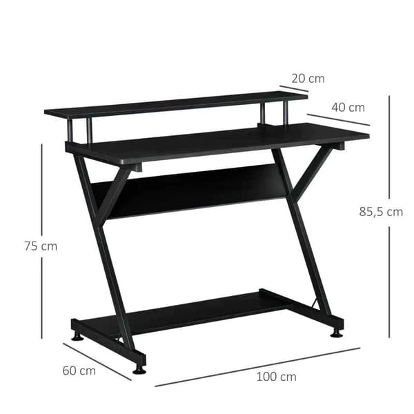 Rootz Skrivebord - Computerbord - Hjem - Kontor - Studie - 100 cm x 60 cm x 85,5 cm