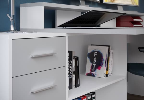 Rootz Desk 160 x 92 x 115 cm - toimistopöytä - pelipöytä - neljä kokoonpanovaihtoehtoa - Valkoinen/harmaa - Antrasiitti