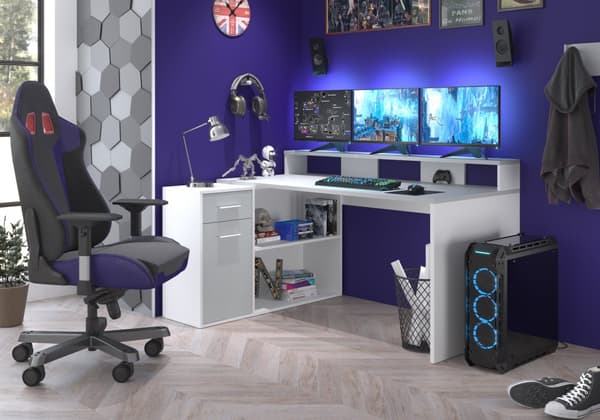 Rootz Desk 160 x 92 x 115 cm - toimistopöytä - pelipöytä - neljä kokoonpanovaihtoehtoa - Valkoinen/harmaa - Antrasiitti