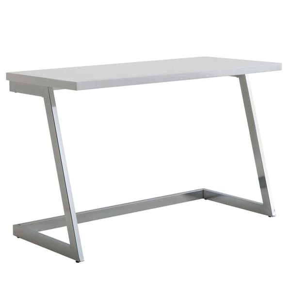 Rootz työpöytä 120x55x76 cm korkeakiiltoinen valkoinen - hopea PC-pöytä metallijaloilla - Design-tietokonepöytä - kotitoimiston toimistopöytä - Konsol