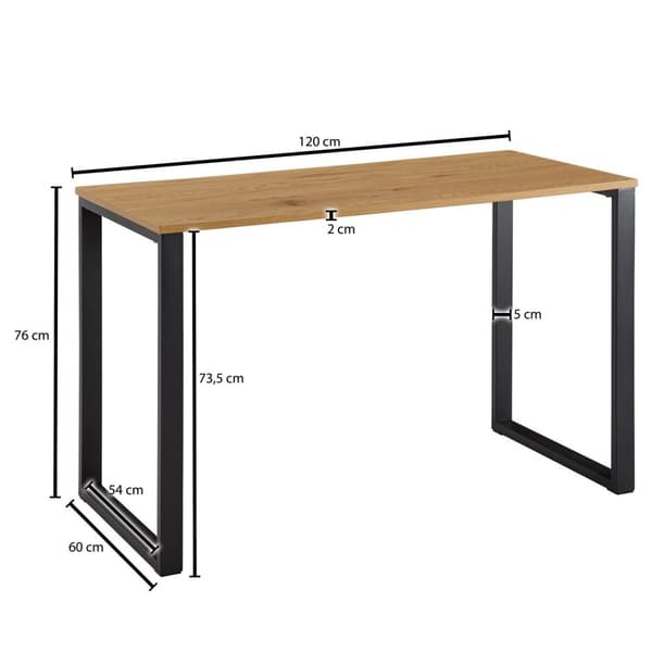 Rootz skrivebord eg indretning - sort 120x60x76 cm design computerbord - Kontorbord til hjemmekontor Small Hell - Arbejdsværelse laptop bord med metal