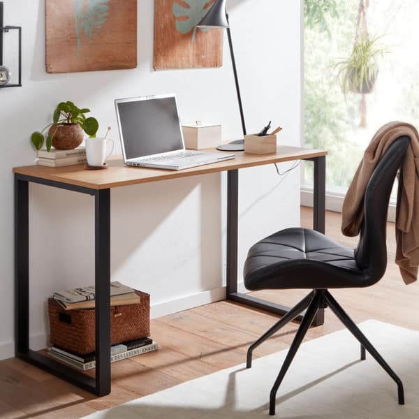 Rootz skrivebord eg indretning - sort 120x60x76 cm design computerbord - Kontorbord til hjemmekontor Small Hell - Arbejdsværelse laptop bord med metal