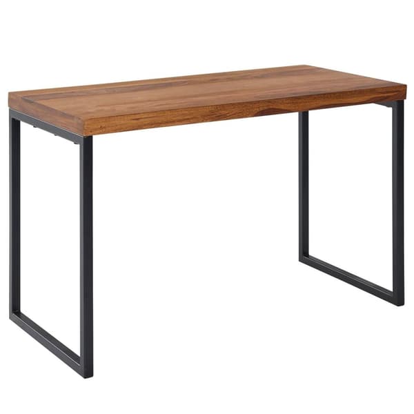 Rootz työpöytä sheesham massiivipuuta - metallia 117x59x76,5 cm tietokonepöytä - Designtoimistopöytä pieni tumma - Kannettavan pöytätyöpöytä