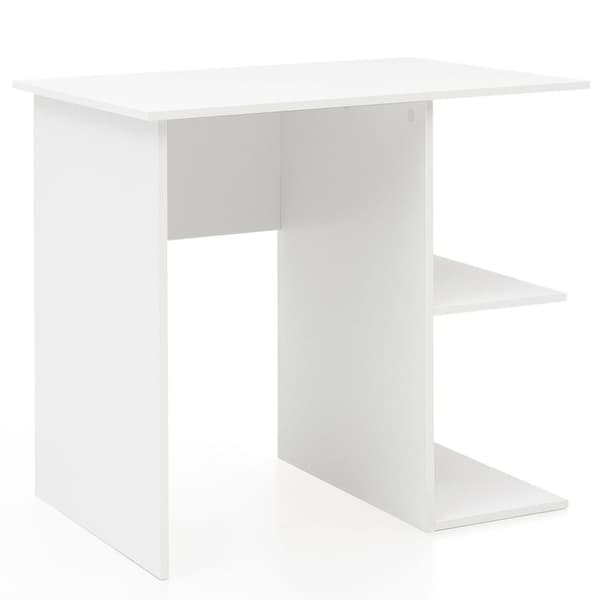 Rootz Computer skrivebord Hvidt Skrivebord 82 x 60 x 76 cm - Lille Laptop PC Bord Kontor uden hjul - Kontorbord med hylde - Arbejdsbord Lille Sybord K