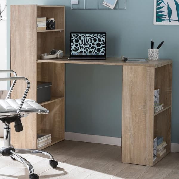 Rootz-pöytä hyllyllä 120 x 120 x 53 cm Sonoma puu Moderni - Pöytähyllysäilytyslokerot PC-pöytä - Tietokonepöytä hyllyllä - Designpöytätoimisto ja säil