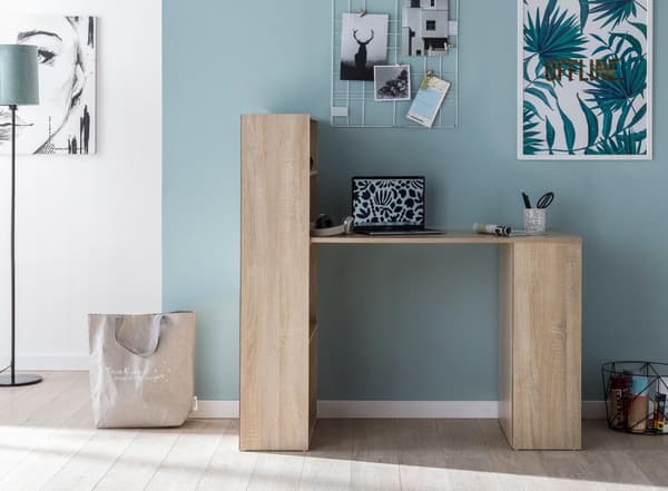 Rootz-pöytä hyllyllä 120 x 120 x 53 cm Sonoma puu Moderni - Pöytähyllysäilytyslokerot PC-pöytä - Tietokonepöytä hyllyllä - Designpöytätoimisto ja säil