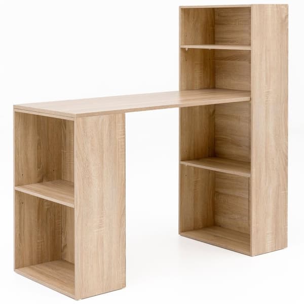 Rootz skrivebord med hylde 120 x 120 x 53 cm Sonoma wood Modern - Skrivebordshylde opbevaringsrum PC bord - Computer skrivebord med hylde - Design bor