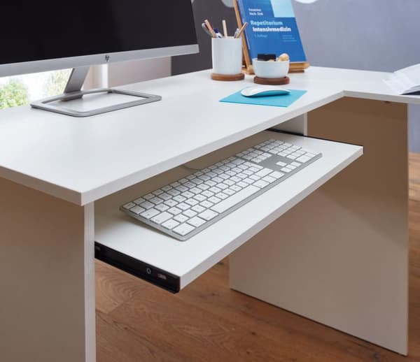 Rootz design skrivbord 140 x 75,5 x 120 cm vit - Skrivbord med hylla arbetsrum hemmakontor bord kontor modernt