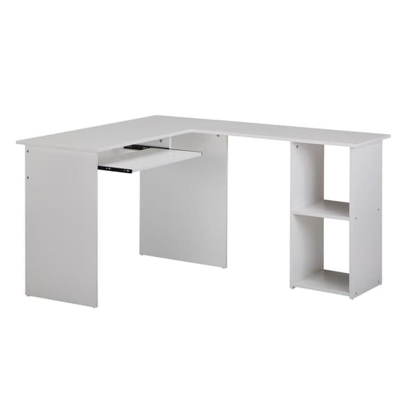 Rootz design skrivbord 140 x 75,5 x 120 cm vit - Skrivbord med hylla arbetsrum hemmakontor bord kontor modernt
