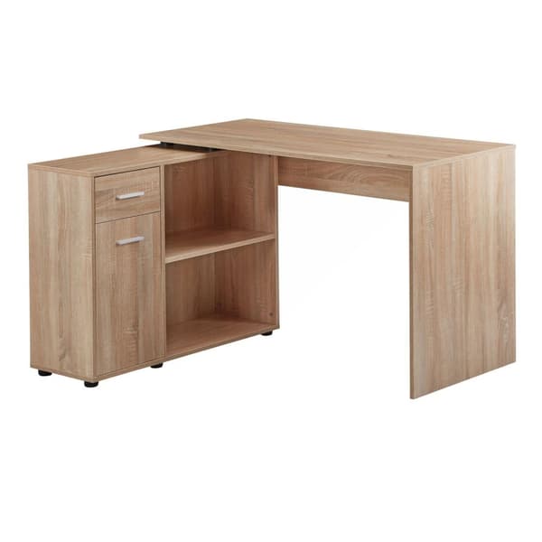 Rootz design -kulmapöytä hyllyllä Sonoma 120 x 75,5 x 106,5 cm - Moderni toimistopöytä Tietokonepöytätyöpöytä - Kulmapöytä kotitoimisto