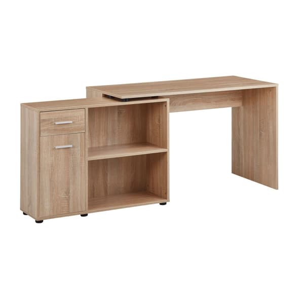 Rootz design -kulmapöytä hyllyllä Sonoma 120 x 75,5 x 106,5 cm - Moderni toimistopöytä Tietokonepöytätyöpöytä - Kulmapöytä kotitoimisto