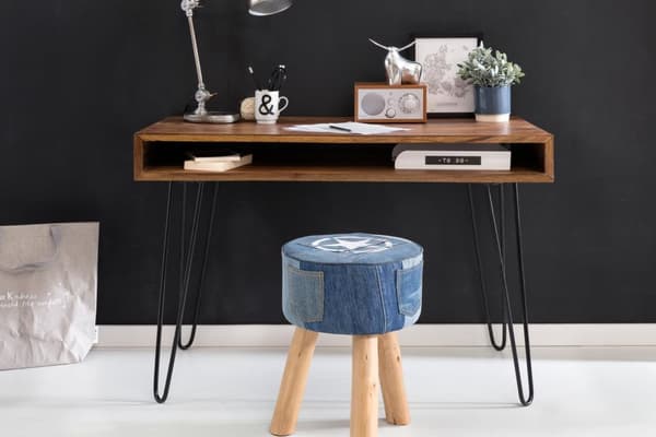 Rootz Desk ruskea 110 x 60 x 76 cm massiivipuinen kannettava pöytä Sheesham Nature - maalaistalomainen työpöytä 1 säilytysalustalla - Toimistopöytä PC