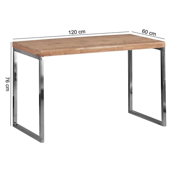 Rootz työpöytä Massiivipuuta Acacia tietokonepöytä 120 x 60 cm kannettava tietokonepöytä Mökin konsolipöytä metallijaloilla