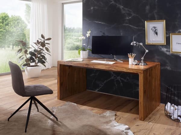 Rootz skrivbord massivt trä Sheesham datorbord 200 cm brett äkta trä design arkivering kontorsbord lantlig stil