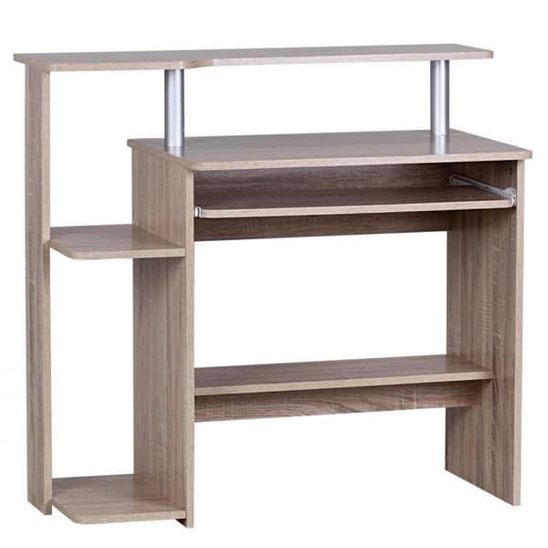 Rootz Tietokonepöytä Sonoma Oak 94 x 90 x 48 cm näppäimistön jatkeella - Kannettava tietokonepöytä ilman pyöriä kiinnikkeellä - PC-pöytä tulostimen sä