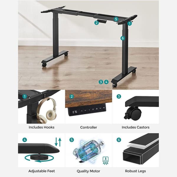 Rootz Skrivebord - Højdejusterbart skrivebord - Skrivebord med hukommelsesfunktion - Moderne skrivebord - Stående skrivebord - Ergonomisk skrivebord -