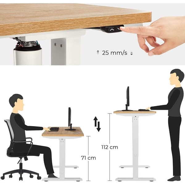 Rootz Bordstativ - Med Motor - Højdejusterbar - Ingen bordplade - Stel - Længdejusterbar - Stål - Hvid - (115-147) x 60 x (71-112) cm