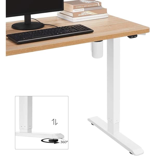 Rootz Bordstativ - Med Motor - Højdejusterbar - Ingen bordplade - Stel - Længdejusterbar - Stål - Hvid - (115-147) x 60 x (71-112) cm