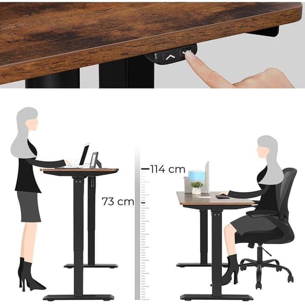 Rootz Skrivebord - Elektrisk Justerbar - Sidde-Stå-bord - Arbejdsplads - Industriel - 140 x 70 cm