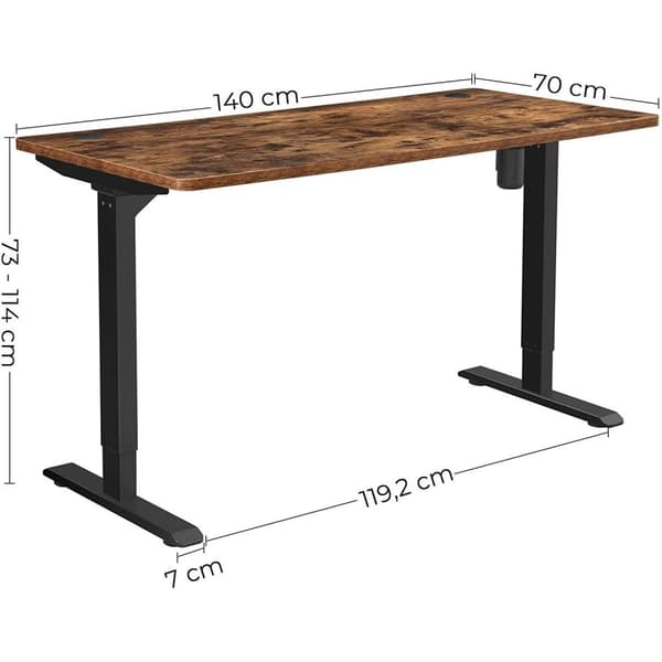 Rootz Skrivebord - Elektrisk Justerbar - Sidde-Stå-bord - Arbejdsplads - Industriel - 140 x 70 cm