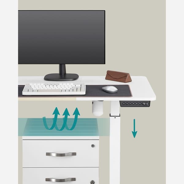 Rootz Højdejusterbart skrivebord - Stående skrivebord - Spillebord - Elektrisk skrivebord - Manuelt højdejusterbart skrivebord - Hvid - 60 x 120 x (72
