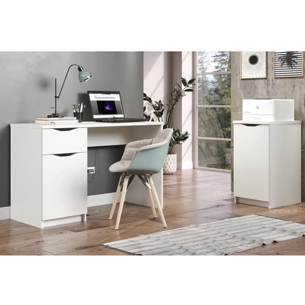 Rootz Office Desk Container - Storage Unit - Workstation Organizer - Desk Extension - Cabinet - Office Chest - White - 40 x 76 x 50 cm