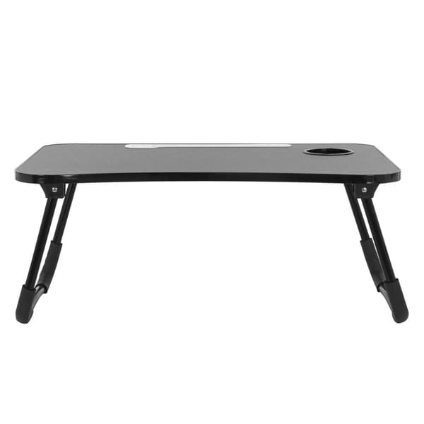 ML-Design Laptoptabel til sengen/sofaen; Sort 60x40 cm; Foldbar sengbord; Notebook-tabel med 4 USB-opladningsporte; Skuffe; USB-lampe; Ventilator;