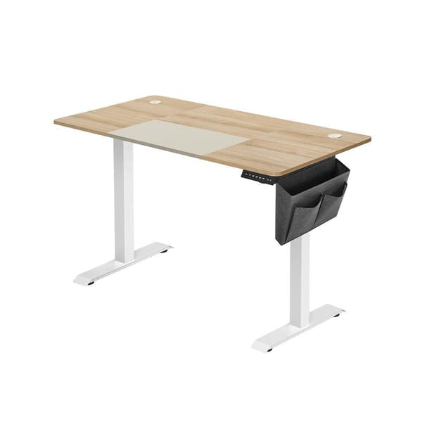 Rootz elektrisk skrivebord - Højdejusterbart skrivebord - Stående skrivebord - Gaming skrivebord - Højdejusterbart spilleskrivebord - Hvid-Greige - 60