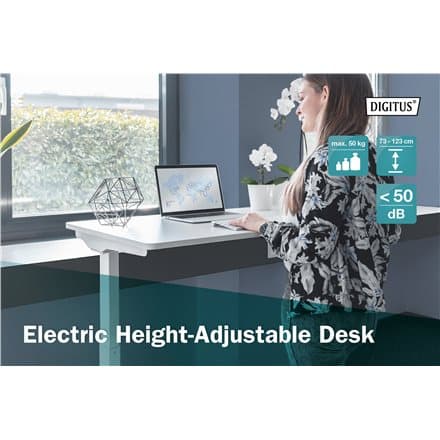 Electric Height Adjustable Desk | 73 - 123 cm | Maximum load weight 50 kg | Metal | White