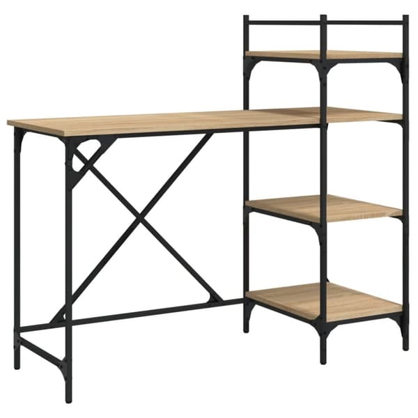vidaXL Tietokonepöytä hyllyillä Sonoma-tammi 120x47x109 cm