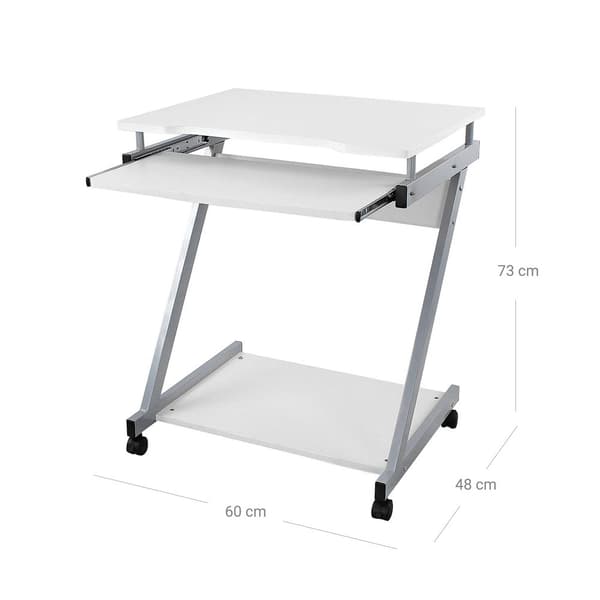 Rootz Mobile Desk - Rullautuva tietokonepöytä - Ulosvedettävä näppäimistö - Z-muotoinen - Kulmapöytä - Toimistopöytä - Kirjoituspöytä - Työpöytä - Pel