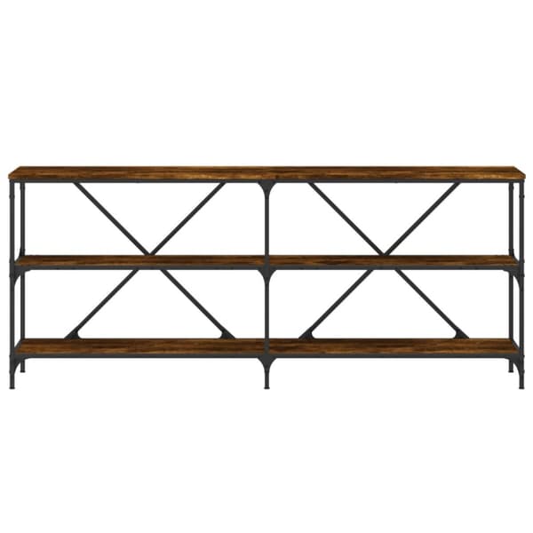 konsolbord 180x30x75 cm konstrueret træ og jern røget sonoma-eg