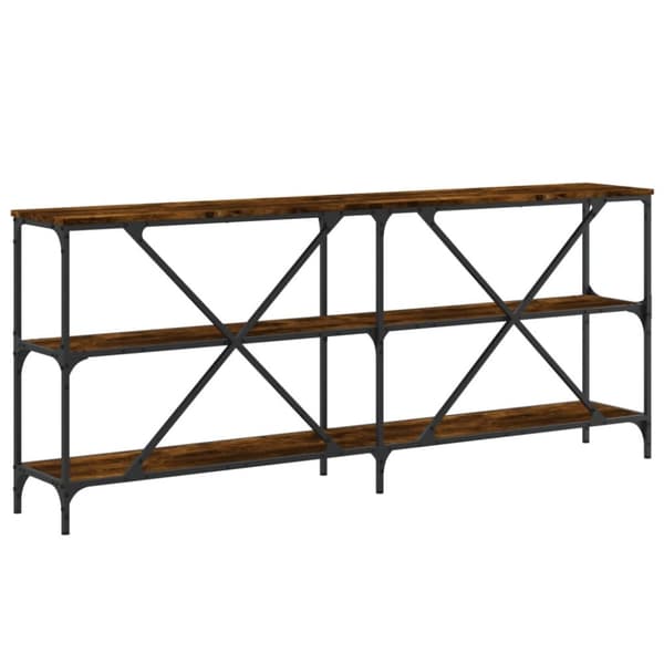 konsolbord 180x30x75 cm konstrueret træ og jern røget sonoma-eg