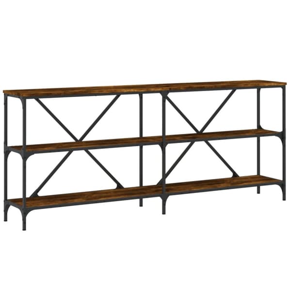 konsolbord 180x30x75 cm konstrueret træ og jern røget sonoma-eg