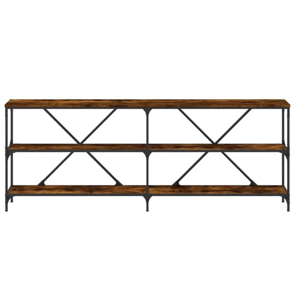 konsolbord 200x30x75 cm konstrueret træ og jern røget sonoma-eg