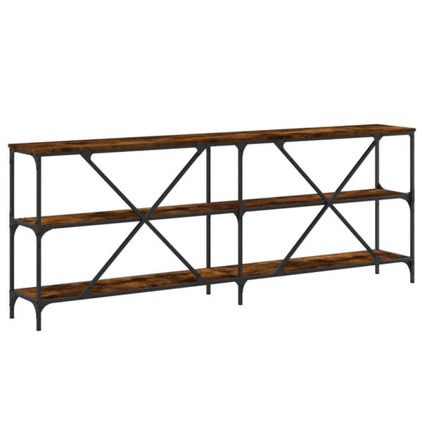 konsolbord 200x30x75 cm konstrueret træ og jern røget sonoma-eg