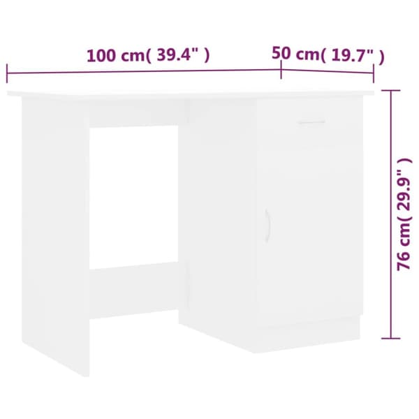 skrivebord 100x50x76 cm konstrueret træ hvid