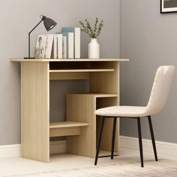 skrivebord 80x45x74 cm konstrueret træ sonoma-eg