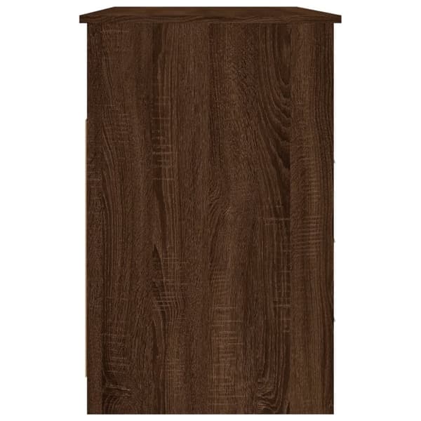 skrivebord m. skuffer 102x50x76 cm konstrueret træ brun egetræ