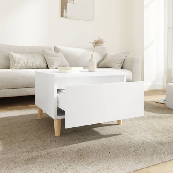 Sidobord vit 50x46x35 cm konstruerat trä