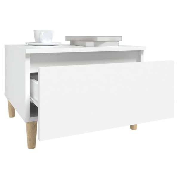 Sidobord vit 50x46x35 cm konstruerat trä