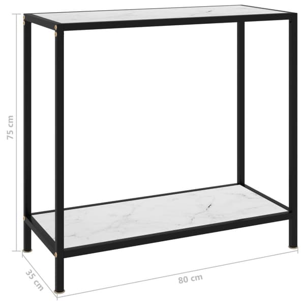 Konsolipöytä valkoinen 80x35x75 cm karkaistu lasi
